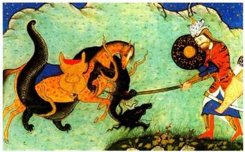 X. mendeko �Erregeen liburua� epopeiarako, XVI. mendean egin zen miniatura pertsiarra.<br><br>